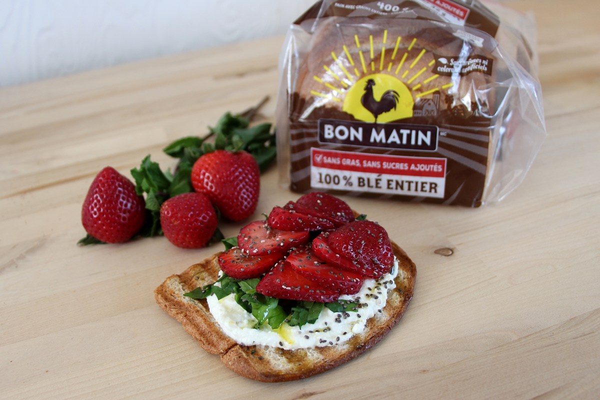 Tartine gourmande fait avec pain Bon Matin 100% blé entier